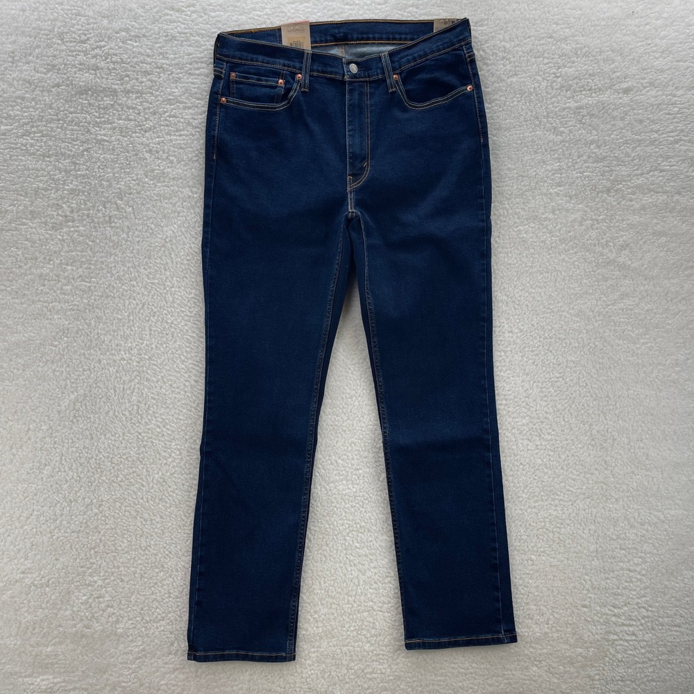 Levis Jeans Mens 36x32 Blue 514 Straight Fit Dark Wash Stretch Denim Cowboy NEW